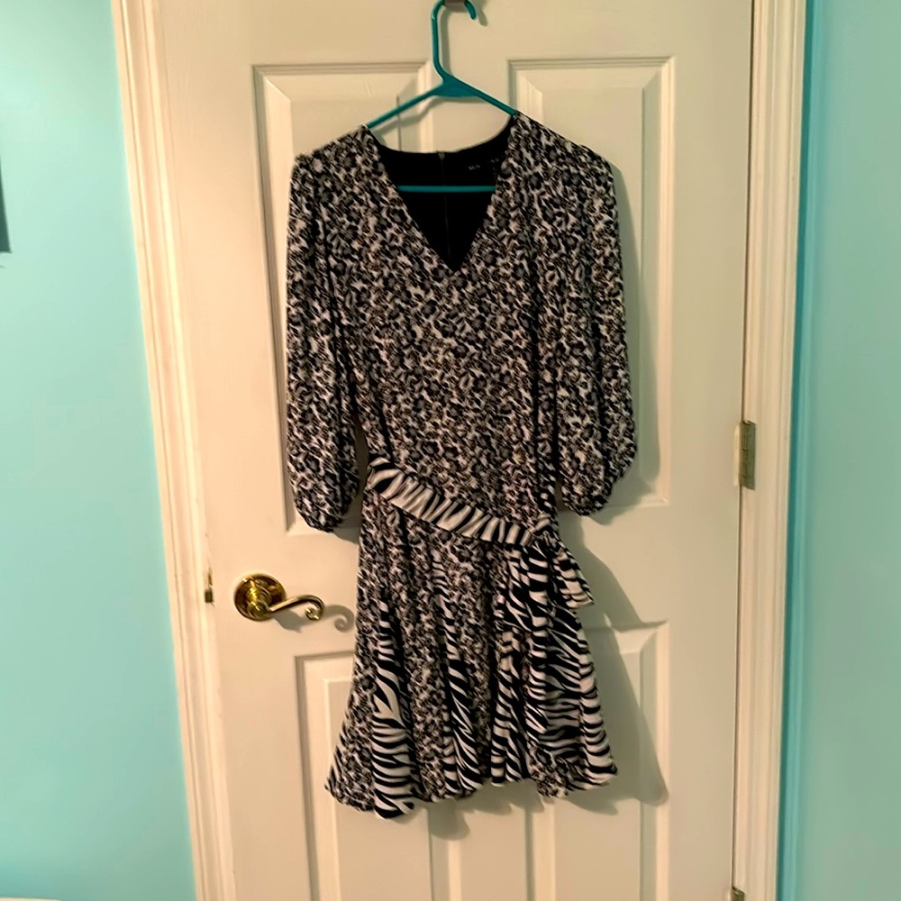 WHBM Size 4 pleated dress floral and zebra print